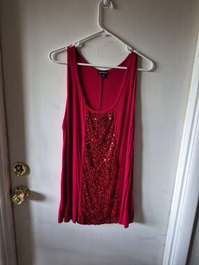 George Red Sequin Tank Top